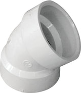 IPEX 192521P/05885H Short Radius DWV Elbow, 1-1/2 in, Hub, 45 deg Angle, PVC, SCH 40 Schedule