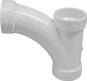 Canplas 194301 DWV Combination Tee Pipe Wye, 1-1/2 in, Hub, PVC, White, SCH 40 Schedule