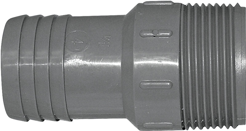 Boshart UPPA-12 Pipe Adapter, 1-1/4 in, MPT x Insert, Polyethylene, Gray, 200 psi Pressure