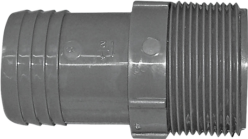 Boshart UPPA-15 Pipe Adapter, 1-1/2 in, MPT x Insert, Polyethylene, Gray, 160 psi Pressure