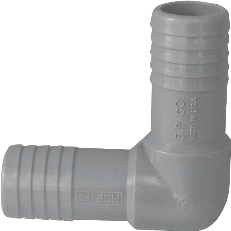 Boshart UPPE-20 Pipe Elbow, 2 in, Insert, 90 deg Angle, Polypropylene, Gray