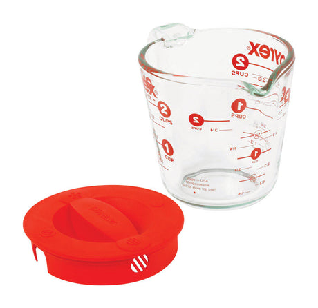 Pyrex 2 cups Glass/Plastic Clear/Red Measuring Cup, Pack of 6