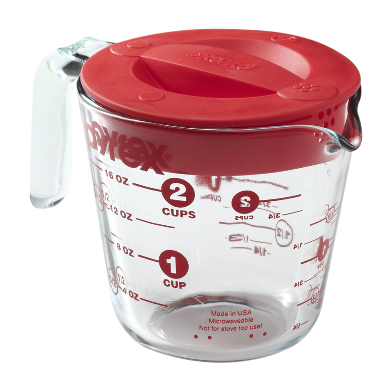 Pyrex 2 cups Glass/Plastic Clear/Red Measuring Cup, Pack of 6