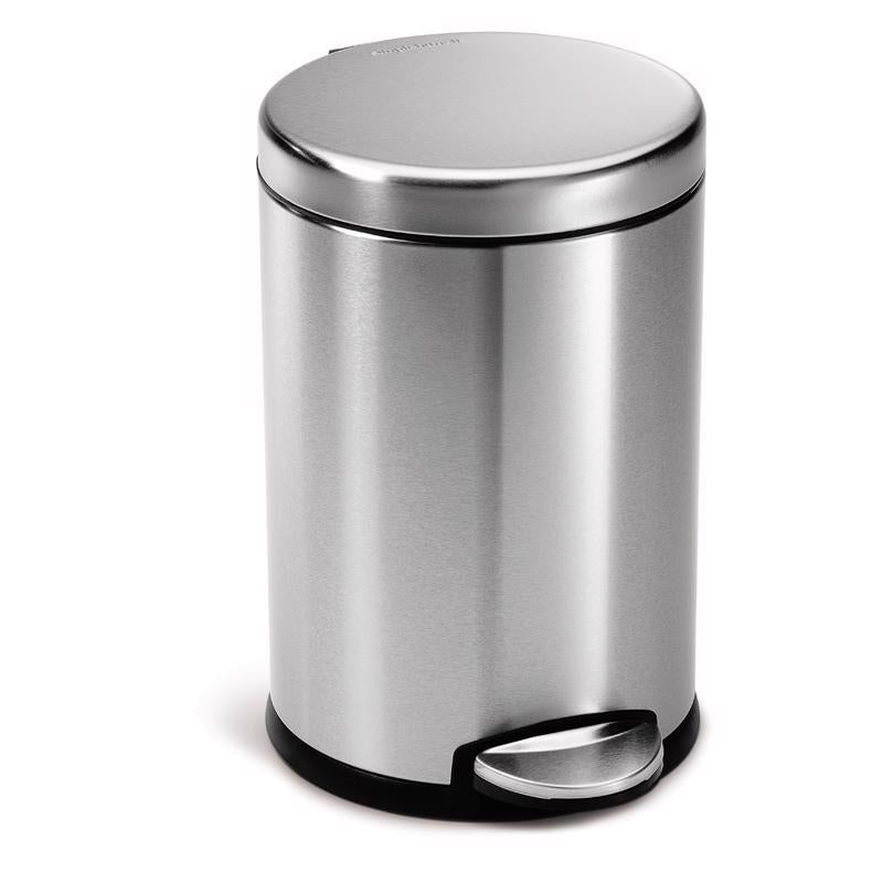 Simplehuman 4.5 L Silver Stainless Steel Mini Round Step Wastebasket