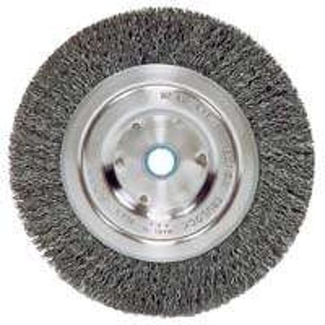 Vortec Pro 36063 Wire Wheel Brush, 5 in Dia, 1/2 to 5/8 in Arbor/Shank, Crimped Bristle, 0.014 in Dia Bristle
