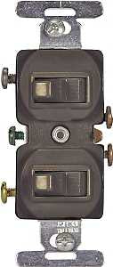 Eaton Wiring Devices 271B-BOX Combination Toggle Switch, 15 A, 120/277 V, Screw Terminal, Brown