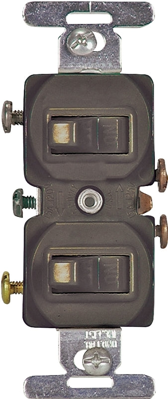 Eaton 271B-BOX Combination Toggle Switch, 15 A, 120/277 V, Back, Side Wire, Screw Terminal, Brown