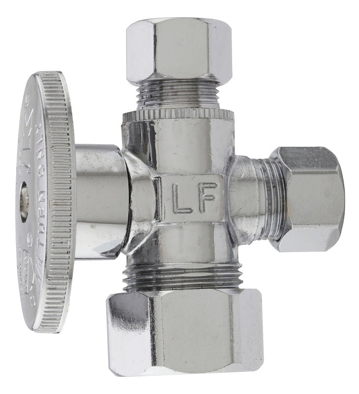 Plumb Pak PP20115LF Stop Valve, 5/8 x 3/8 x 3/8 in Connection, Compression, 400 psi Pressure, Quarter-Turn Actuator