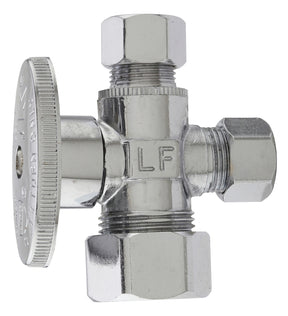 Plumb Pak PP20115LF Stop Valve, 5/8 x 3/8 x 3/8 in Connection, Compression, 400 psi Pressure, Quarter-Turn Actuator