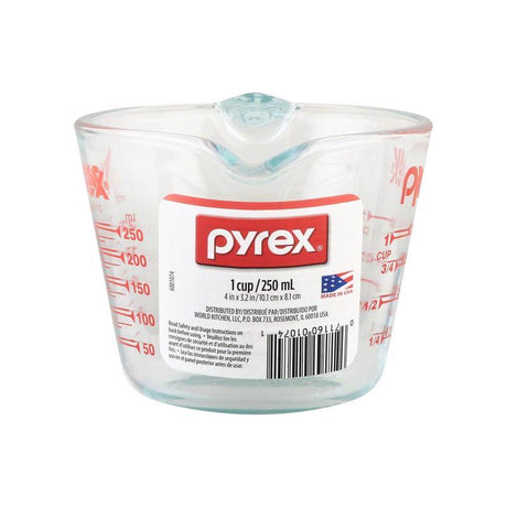 Pyrex 1 cups Glass Clear Measuring Cup, Pack of 6