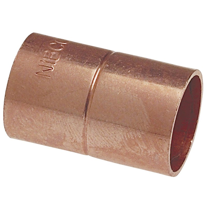 Nibco U600RS Series W00705C Pipe Coupling with Rolled Tube Stop, 3/8 in, Sweat, Copper, 779 psi Pressure