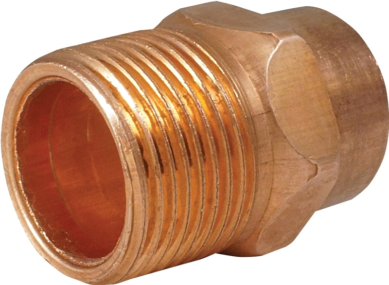Nibco 604 Series W01200D Pipe Adapter, 1/2 in, Sweat x MPT, Copper, 722 psi Pressure