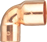 Nibco 607 Series W01460C Close Rough Pipe Elbow, 1/2 x 3/8 in, Sweat, 90 deg Angle, Copper, 722 psi Pressure