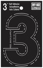 Hy-Ko 30400 Series 30403 Die-Cut Number, Character: 3, 3 in H Character, Black Character, Vinyl, Pack of 10