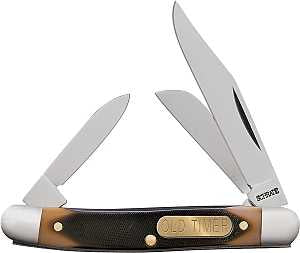 Old Timer 108OT Junior Folding Pocket Knife, 2 in L Blade, Stainless Steel Blade, 3-Blade, Sawcut Handle