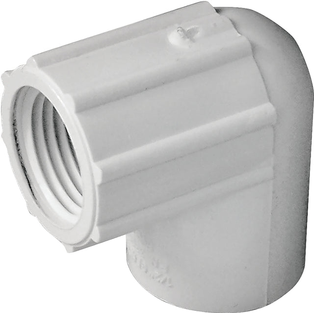 IPEX 435506 Pipe Elbow, 1/2 in, Socket x FPT, 90 deg Angle, PVC, White, SCH 40 Schedule, 150 psi Pressure