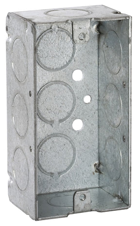 Raco 8650 Series Welded Handy Box, 11-1/2 cu-in, 1-Gang, 11-Knockout, 1/2 in Knockout, Steel, Gray