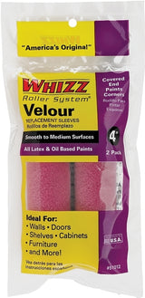 Whizz 51012 Roller Cover, Purple, 3/16 in Thick Nap, 4 in L, Velour Cover, 2/PK