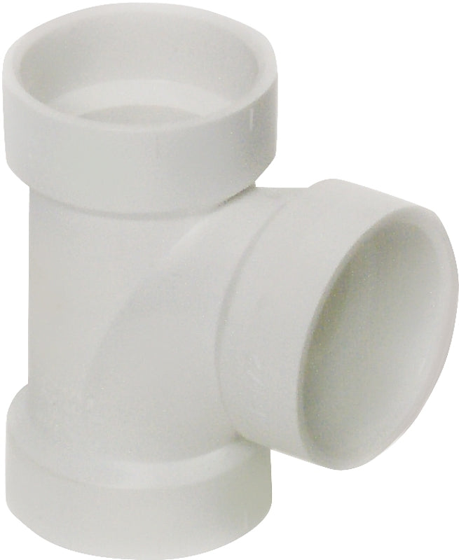 Canplas 192151L DWV Sanitary Pipe Tee, 1-1/2 in, Hub, PVC, White