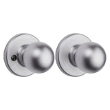 Kwikset 200P 26DCPRCLRCS Passage Knob, Zinc, Satin Chrome, 2-3/8 to 2-3/4 in Backset, 1-3/8 to 1-3/4 in Thick Door