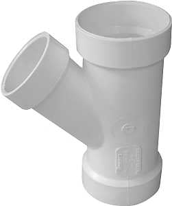 IPEX 192331L DWV Pipe Wye, 3 x 3 x 1-1/2 in, Hub, PVC, White, SCH 40 Schedule