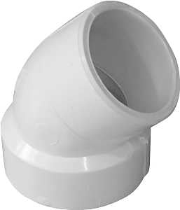 Canplas 192421P Pipe Elbow, 1-1/2 in, Hub x Spigot, 45 deg Angle, PVC, White, SCH 40 Schedule, Street Elbow
