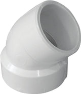 Canplas 192421P Pipe Elbow, 1-1/2 in, Hub x Spigot, 45 deg Angle, PVC, White, SCH 40 Schedule, Street Elbow