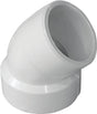 Canplas 192421P Pipe Elbow, 1-1/2 in, Hub x Spigot, 45 deg Angle, PVC, White, SCH 40 Schedule, Street Elbow