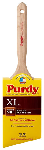 Purdy XL Glide 144152335 Trim Brush, 3-1/2 in W, Angular Brush, 3-3/8 in L Bristle, Nylon/Polyester Bristle