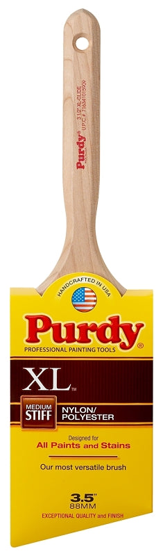 Purdy XL Glide 144152335 Trim Brush, 3-1/2 in W, Angular Brush, 3-3/8 in L Bristle, Nylon/Polyester Bristle