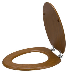ProSource T-19WO-3L-C Toilet Seat, Elongated, MDF with Plastic Wood Veneer, Oak Wood, Bar Hinge