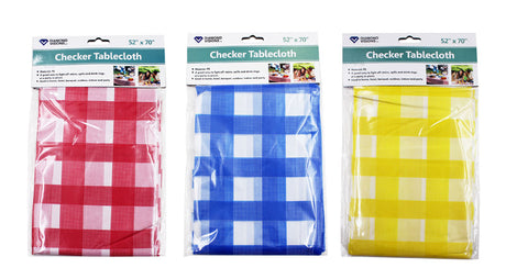 Diamond Visions Assorted Checkered Vinyl Disposable Tablecloth 72 in. L X 52 in. W, Pack of 24