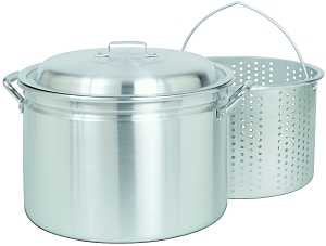 Bayou Classic 4024 Stock Pot with Basket, 24 qt Capacity, Aluminum