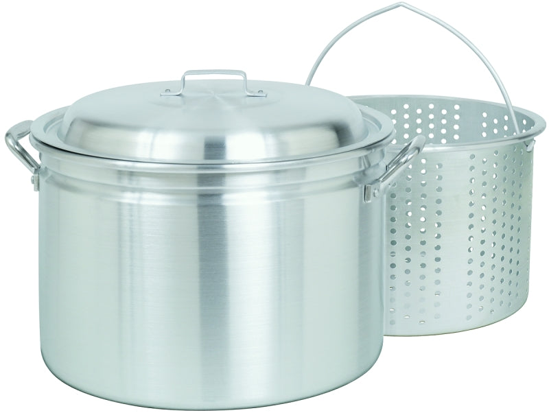 Bayou Classic 4024 Stock Pot with Basket, 24 qt Capacity, Aluminum