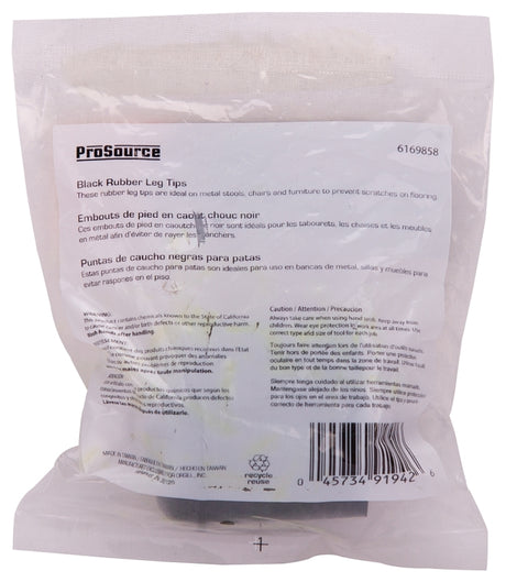 ProSource FE-50638-B Furniture Leg Tip, Round, Rubber, Black, 1-1/4 in Dia, 1.7 in H, Pack of 48