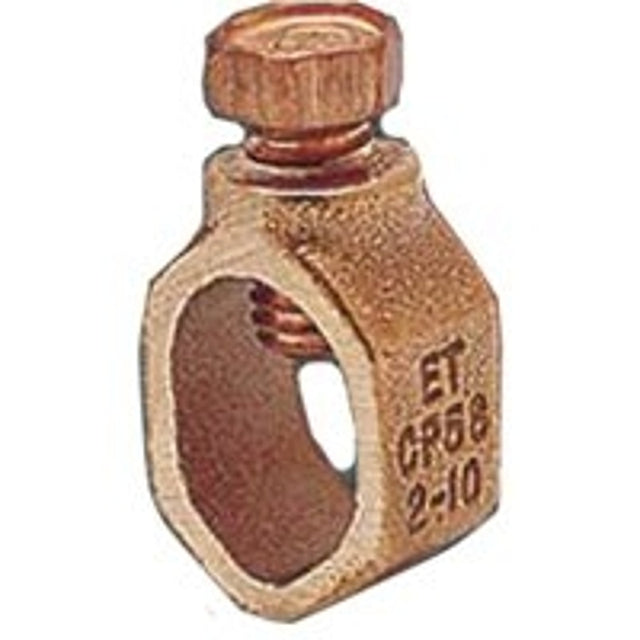 nVent ERICO CP58 Ground Clamp, Clamping Range: 1/2 to 5/8 in, #10 to 2 AWG Wire, Silicone Bronze, Pack of 50