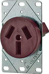 Eaton Cooper Wiring 32B-BOX Power Receptacle, 3 -Pole, 125/250 V, 50 A, NEMA: NEMA 10-50R, Brown