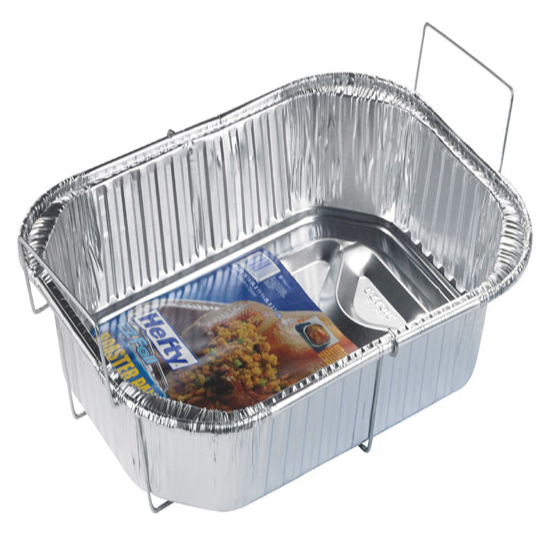 Hefty EZ Foil 11-3/4 in. W X 16-1/8 in. L Roasting Rack and Pan Silver, Pack of 12