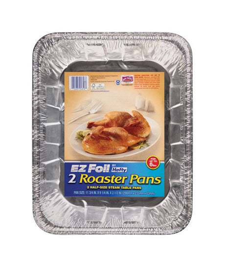 Hefty EZ Foil Aluminum Roaster Pan 6 qt Silver, Pack of 12