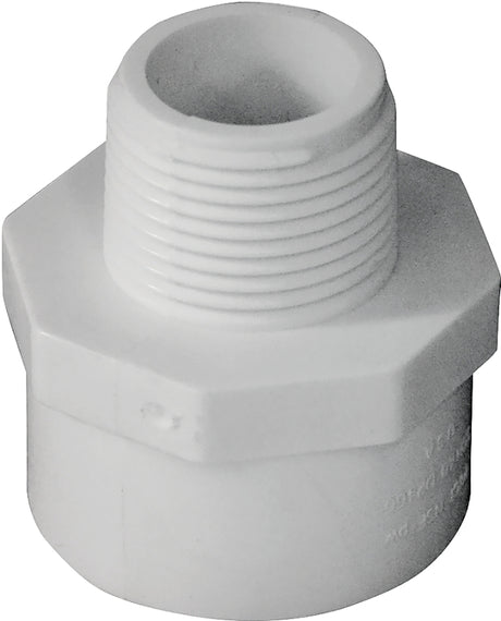 IPEX 435616 Reducing Pipe Adapter, 1 x 3/4 in, Slip x MPT, PVC, White, SCH 40 Schedule, 450 psi Pressure