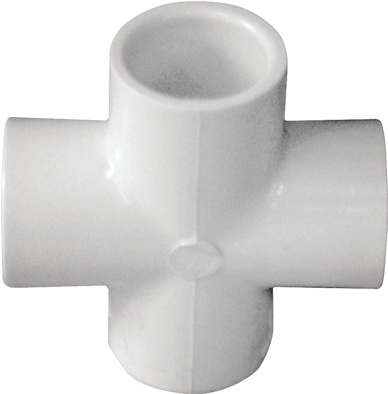 IPEX 435469 Pipe Cross, 1/2 in, Socket, PVC, White, SCH 40 Schedule, 150 psi Pressure