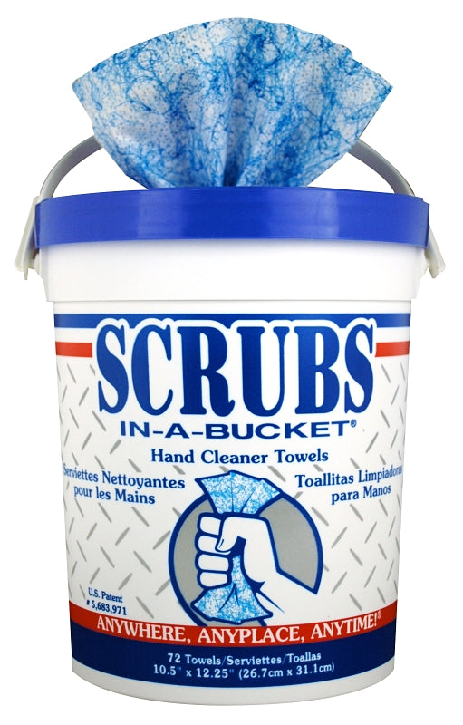 Scrubs 42272 Hand Cleaning Towel, 12 in L, Blue/White