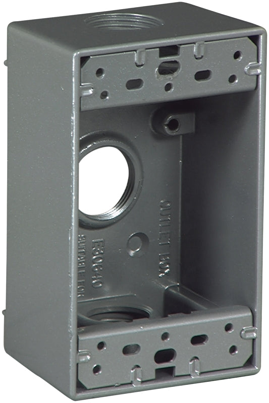 Eaton Wiring Devices 1116-SP Outlet Box, 3-Outlet, 1-Gang, Aluminum, Black, Powder-Coated, Wall