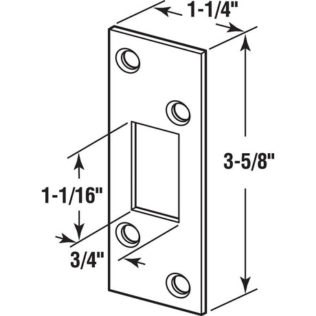 Defender Security E2235 Deadbolt Strike, 3-5/8 in L, 1-1/4 in W, Steel, Brass