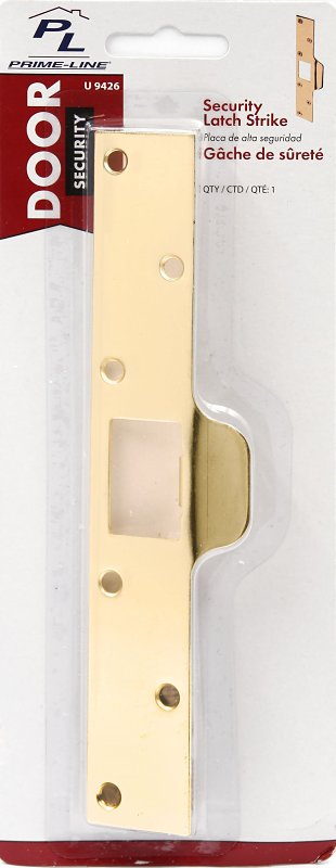 Defender Security U 9426 Maximum Security Latch Strike, 7-7/8 in L, 1-1/4 in W, Steel, Brass