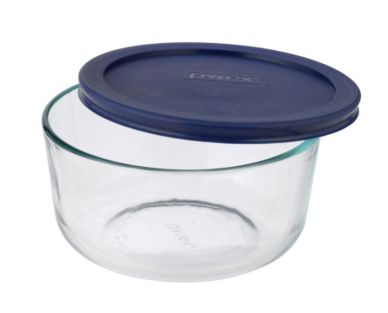 Pyrex 6 in. Round Glass Dish with Lid Blue/Clear, Pack of 4
