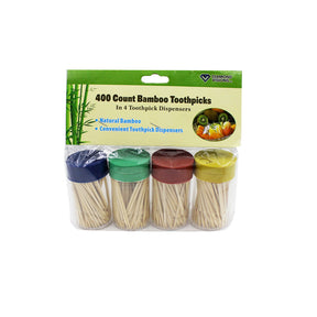 Diamond Visions Bamboo Toothpicks with Containers, Pack of 24