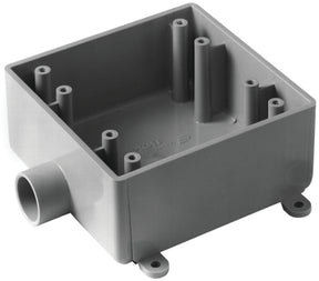 Carlon E9802E-CTN Switch Box, 2-Gang, 1-Outlet, 3/4 in Hub, PVC, Gray