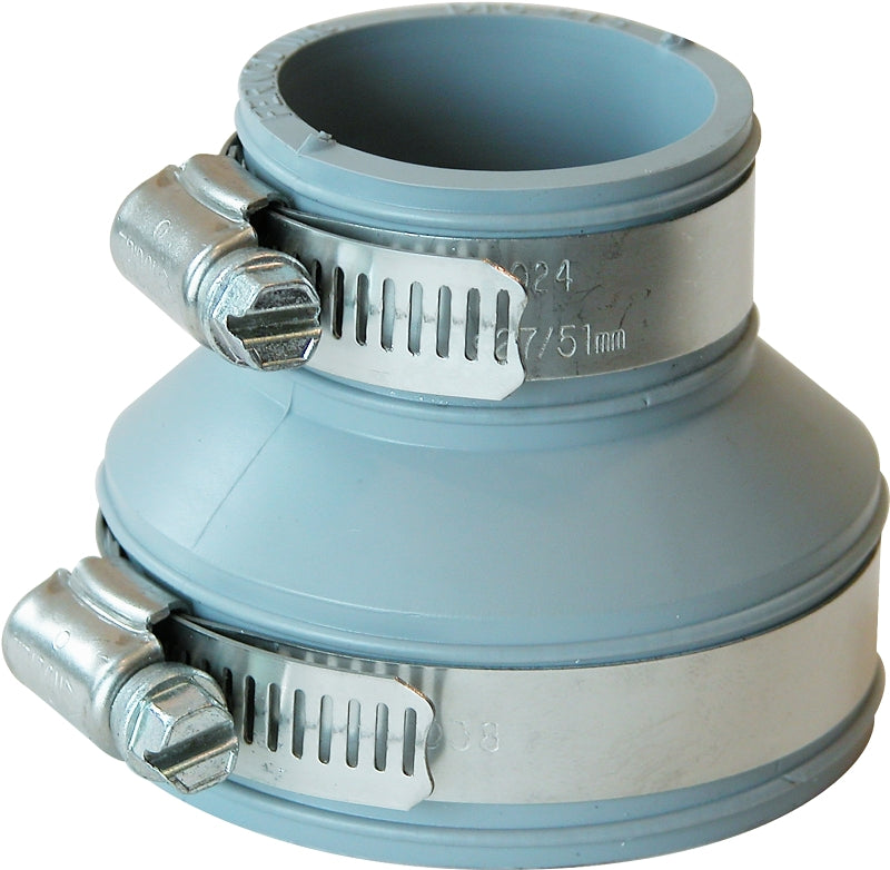 Fernco PDTC-215 Drain Trap Connector, 1-1/4 x 2 in, PVC, Black, 4.3 psi Pressure