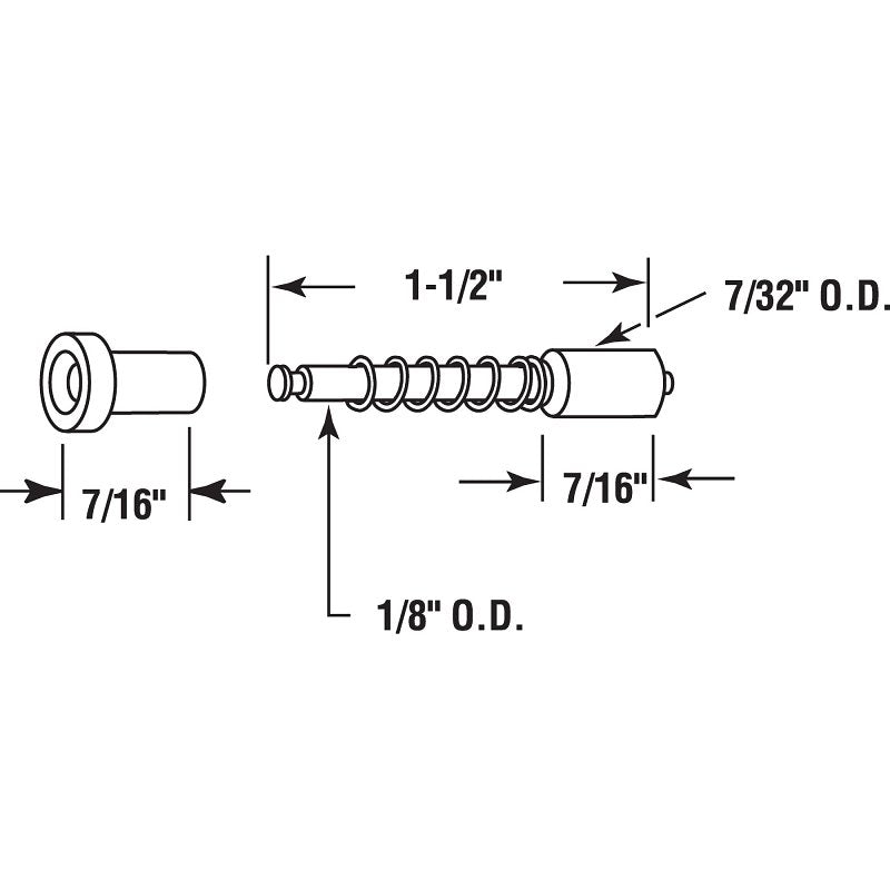 Prime-Line PL 14661 Screen Plunger Latch, Raw, For: 3/4 x 3/8 in and 7/16 in Frames